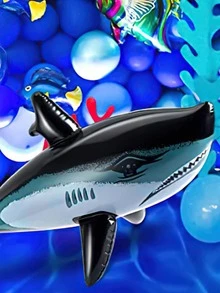 1pc Cartoon Shark Design Balloon, Creative PVC Balloon, For Party - Multicolor - View 2