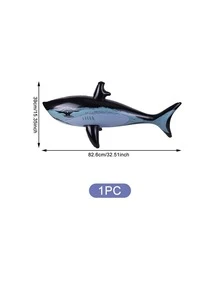 1pc Cartoon Shark Design Balloon, Creative PVC Balloon, For Party - Multicolor - View 3