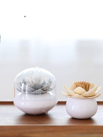 件裝樹脂蓮花形拭子架，適合家居餐桌裝飾牙籤拭子存放