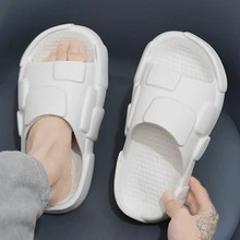 時尚拖鞋適用於男士質感紋理壓花單帶拖鞋 - 白色 - 查看 10