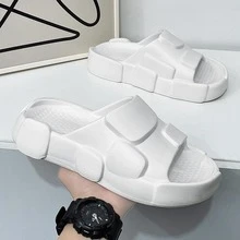 時尚拖鞋適用於男士質感紋理壓花單帶拖鞋 - 白色 - 查看 11