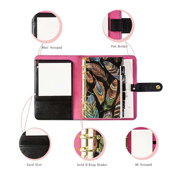 1pc Butterfly & Flower Embroidered Binder Loose Leaf Journal , Modern