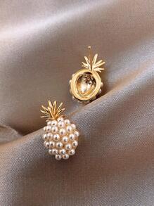 Pendientes Con Diseño De Piña De Perlas Falsas Y Tuerca - Albaricoque - Ver 2