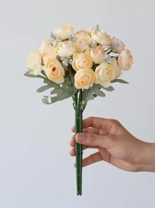 1 Bunch Artificial Flowers Faux Flower Bouquet Silk Peony Flowers For Wedding Party Decor,Fake Plants,Spring Fall Winter Decor,Room,Desk,Garden Decor,Room Decoration Stuff - Yellow - View 6