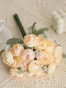 1 Bunch Artificial Flowers Faux Flower Bouquet Silk Peony Flowers For Wedding Party Decor,Fake Plants,Spring Fall Winter Decor,Room,Desk,Garden Decor,Room Decoration Stuff - Yellow - View 2