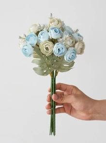 1/3 Bunches Artificial Flowers Faux Flower Bouquet Silk Peony Flowers For Wedding Party Decor,Fake Plants,Spring Fall Winter Decor,Room,Desk,Garden Decor,Room Decoration Stuff - Baby Blue - View 5