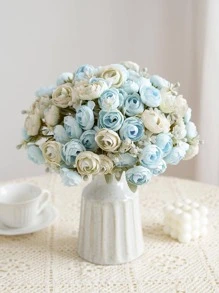 1/3 Bunches Artificial Flowers Faux Flower Bouquet Silk Peony Flowers For Wedding Party Decor,Fake Plants,Spring Fall Winter Decor,Room,Desk,Garden Decor,Room Decoration Stuff - Baby Blue - View 1