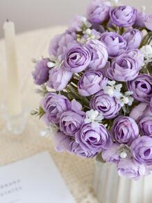 1/3 Ramos de flores artificiales, ramo de flores de seda de peonía falsa para decoración de boda, fiesta, decoración de plantas falsas, decoración de primavera, otoño, invierno, habitación, escritorio, jardín, decoración de habitación - Morado - Ver 3