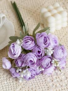 1/3 Ramos de flores artificiales, ramo de flores de seda de peonía falsa para decoración de boda, fiesta, decoración de plantas falsas, decoración de primavera, otoño, invierno, habitación, escritorio, jardín, decoración de habitación - Morado - Ver 2