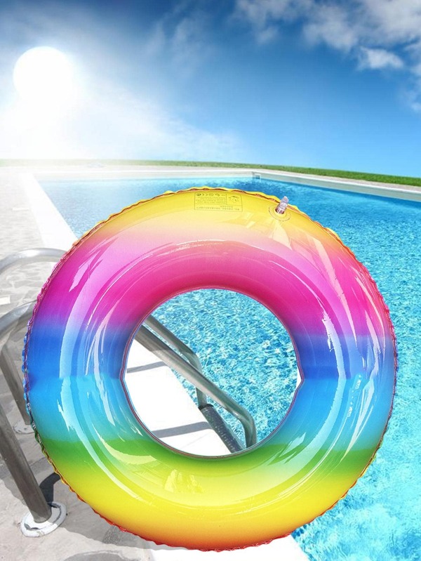 1pc Colorblock PVC Thickened Swimming Inflatable Ring SHEIN UK