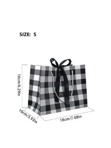 1 túi giấy gói quà có ruy băng, túi quà tặng vải gingham đen trắng đơn giản có thể tái sử dụng có ruy băng sợi nhỏ cho ngày lễ tình nhân - Đen và trắng - Xem 9