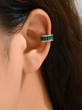 1入組方晶鋯石裝飾耳夾