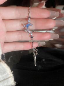 Andkiss Rhinestone Moon & Star Decor Bracelet