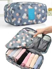 内衣袋女士旅行便携式胸罩收纳袋拉链手提袋化妆品衣服袜子内裤分隔收纳包胸罩盒防水手提包 - 藍色 - 查看 1