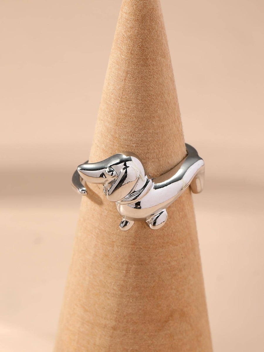 Anillo abierto perro adorno