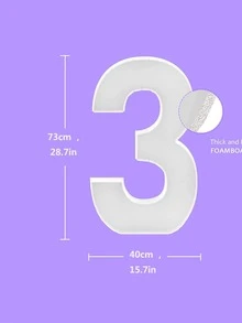 Mosaic Style Number Shaped Balloon Frame, Perfect For Birthday Party And Gathering Scene Decoration With Kt Board. (balloons And Lights Not Included) - White - View 6