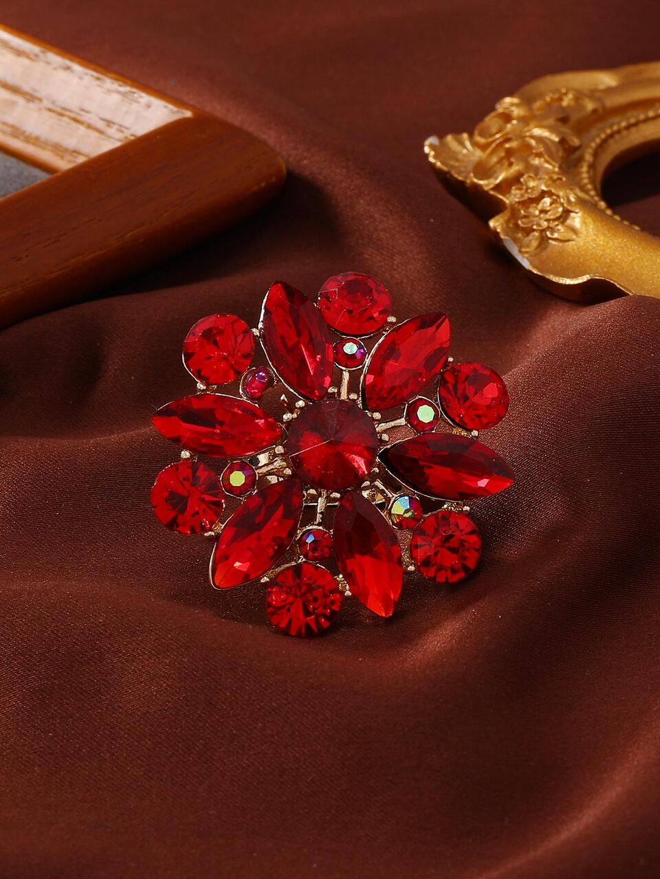 Rhinestone Flower Decor Ring Valentines