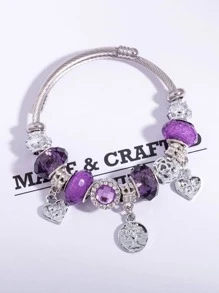 Bracelet à breloques en perles avec cœur, Valentin, Maman, Mère, Fête des Mères, Cadeau
