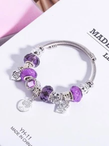 Bracelet à breloques en perles avec cœur, Valentin, Maman, Mère, Fête des Mères, Cadeau