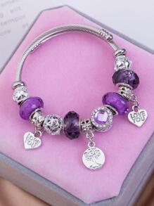 Bracelet à breloques en perles avec cœur, Valentin, Maman, Mère, Fête des Mères, Cadeau
