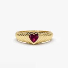 Nhẫn trang trí hình trái tim Cubic Zirconia Valentine, Mẹ, Mẹ, Ngày của Mẹ, Quà tặng - Vàng - Xem 1