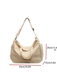 Bolso tote de gran capacidad beige casual - Beis - Ver 5