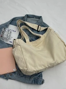 Bolso tote de gran capacidad beige casual - Beis - Ver 2