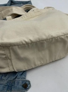 Bolso tote de gran capacidad beige casual - Beis - Ver 4