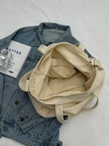 Bolso tote de gran capacidad beige casual - Beis - Ver 3