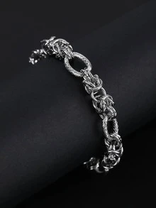 Men Minimalist Chain Bracelet Stainless Steel Antique Silver - Antique Silver - View 2