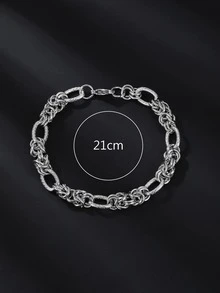 Men Minimalist Chain Bracelet Stainless Steel Antique Silver - Antique Silver - View 3