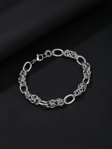 Men Minimalist Chain Bracelet Stainless Steel Antique Silver - Antique Silver - View 1