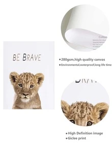 1 cái In Hình Sư Tử Không Khung, Dễ Thương Đầy Màu Sắc Mẫu Bảng Chữ Cái Tường Nghệ Thuật cho Trang Trí Nội Thất - trắng - Xem 3