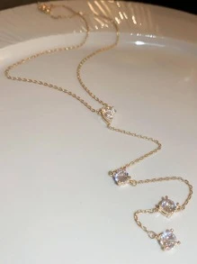 Andkiss 水鑽裝飾Y字項鍊 - 金色 - 查看 2