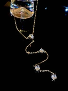 Andkiss 水鑽裝飾Y字項鍊 - 金色 - 查看 3