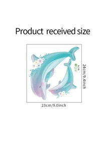 1套海豚圖案牆現代PVC牆貼牆面裝飾 - 彩色 - 查看 2