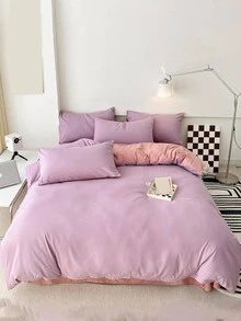 3pcs Two Tone Pink Duvet Cover Set With 1pc Cover, 2pcs Pillowcase Without Filler, Modern Polyester Soft Comfortable Bedding Duvet Cover For Bedroom - Pink - View 6