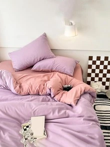 3pcs Two Tone Pink Duvet Cover Set With 1pc Cover, 2pcs Pillowcase Without Filler, Modern Polyester Soft Comfortable Bedding Duvet Cover For Bedroom - Pink - View 1