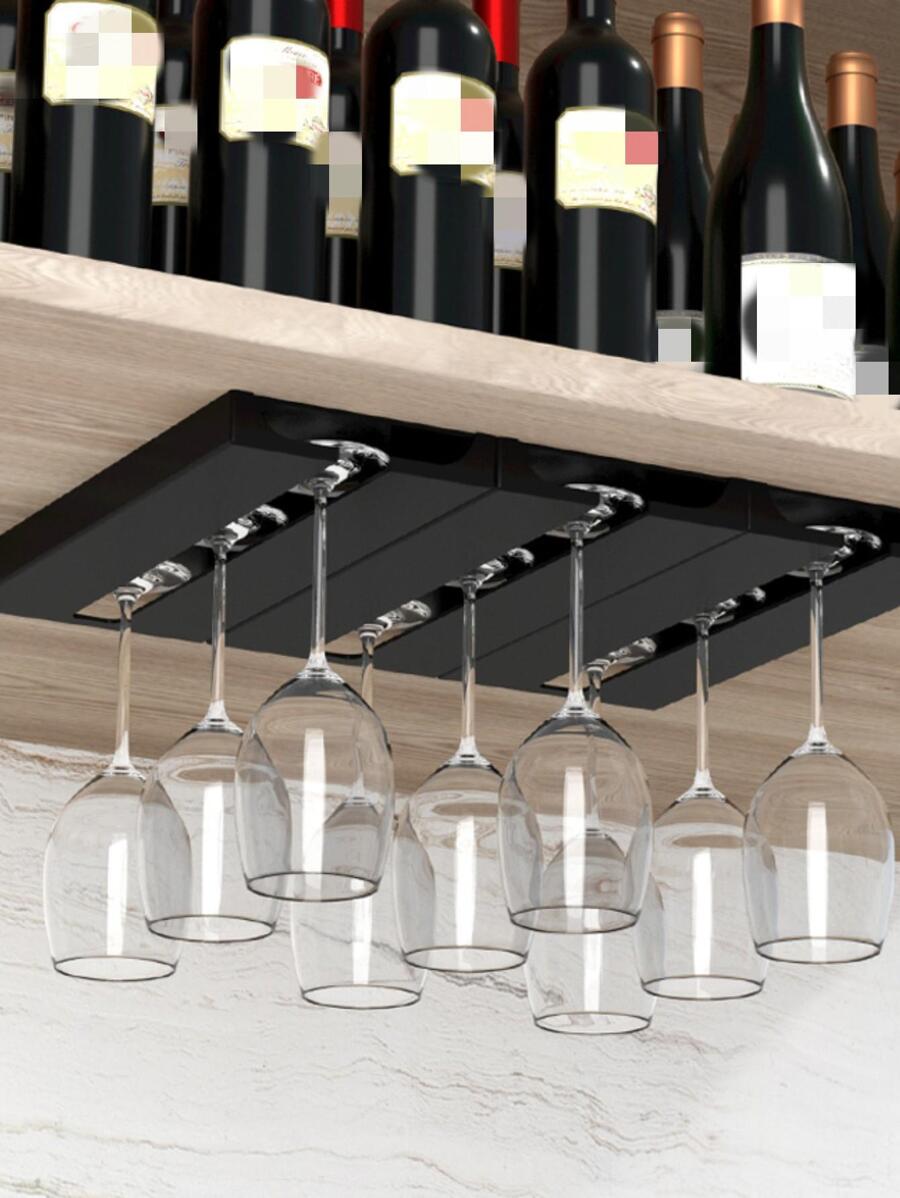 1 pieza Copa de vino almacenamiento plástico negro Copa de vino Escurridor para doméstico - Negro - Ver 1