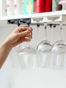 1 pieza Copa de vino almacenamiento plástico negro Copa de vino Escurridor para doméstico - Negro - Ver 6