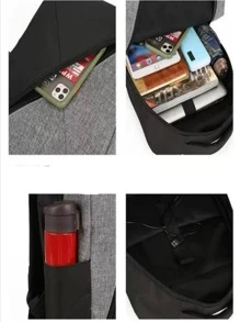 Mochila Antirrobo Carga Usb Escolar Laptop Casual 3 Piezas - Burdeos - Ver 3
