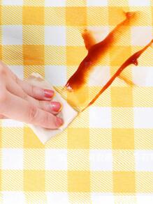 1pc Gingham Pattern Outdoor Waterproof Picnic Mat - Yellow - View 5