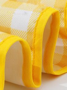 1pc Gingham Pattern Outdoor Waterproof Picnic Mat - Yellow - View 10