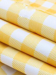 1pc Gingham Pattern Outdoor Waterproof Picnic Mat - Yellow - View 9