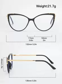 1 副女士时尚猫眼无度数眼镜，休闲百搭 - 黑色 - 查看 4