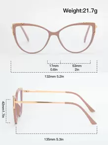 1 Pair Women's Fashionable Cat Eye Non-Prescription Glasses, Casual & Versatile