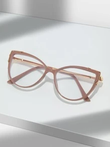 1 Pair Women's Fashionable Cat Eye Non-Prescription Glasses, Casual & Versatile