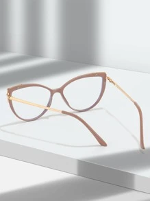 1 Pair Women's Fashionable Cat Eye Non-Prescription Glasses, Casual & Versatile