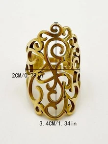 1 Vintage Thép Không Gỉ Rỗng Ra Cuộn Thiết Kế Vòng Cho Nữ Trang Trí Hàng Ngày - Vàng - Xem 3