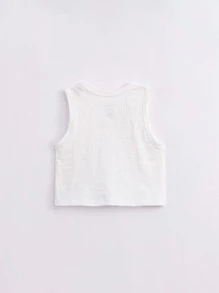 小女童卡通圖案背心上衣 - 白色 - 查看 2